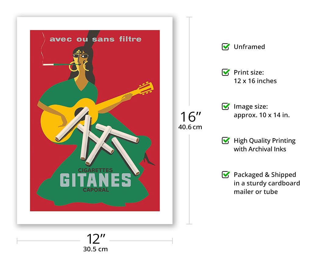 Amazon.com: Gitanes Cigarettes - With or Without Filter (Avec ou sans  filtre)-1920 - Vintage Advertising Poster by Pierre Fix-Masseau