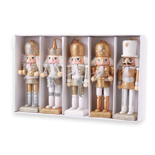 Womdee Christmas Nutcracker Ornaments Set, Wooden Nutcracker Figures Soldier Puppet Toy for Christmas Themed Party Outdoor Yard Tree Hanging Decorations, 12CM