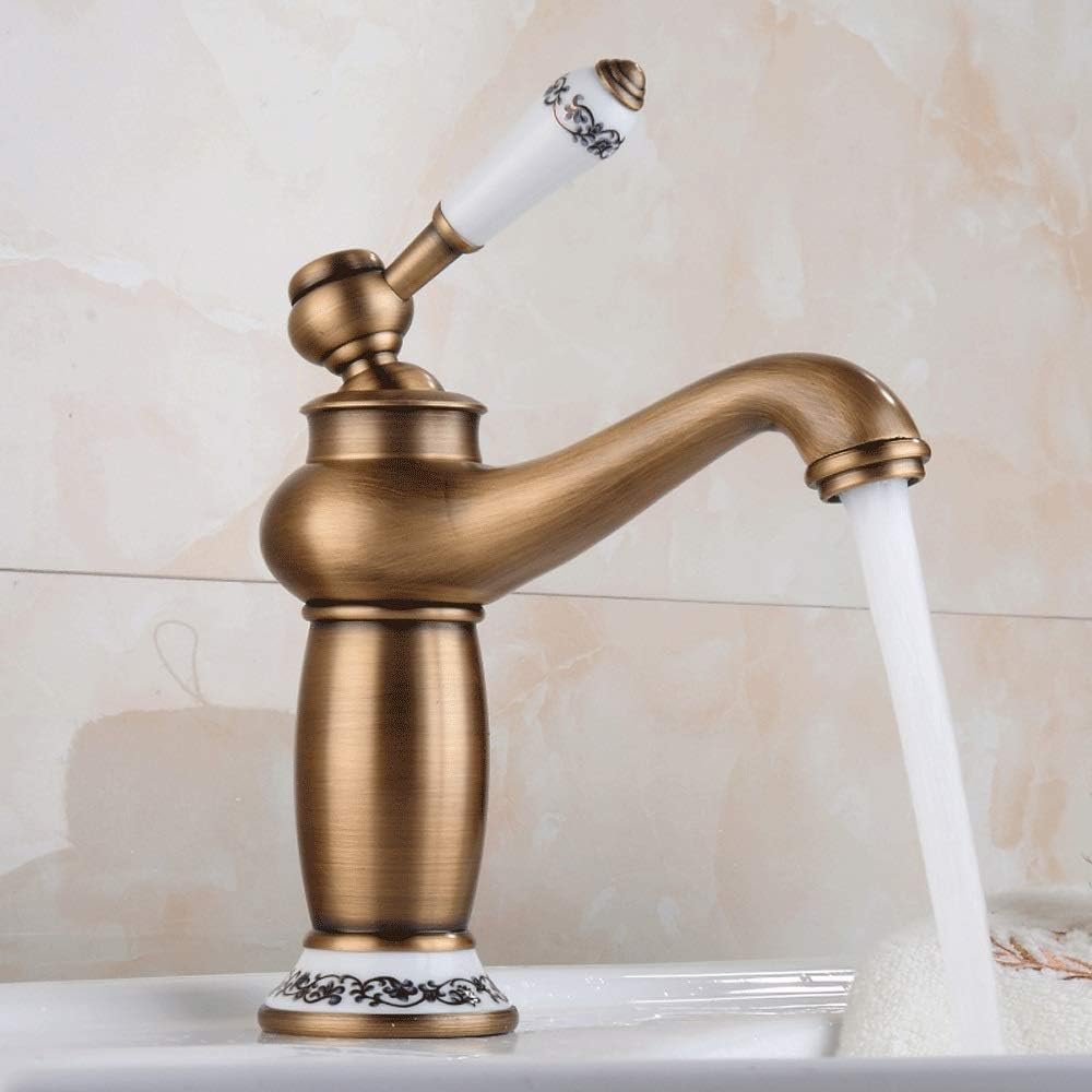 Faucet-Antique Faucet hot and Cold Retro Copper European Bronze washbasin