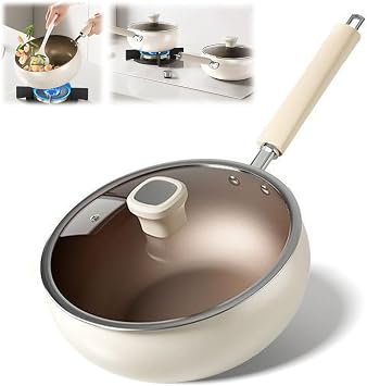 Titanium Alloy Non-stick Pot with Lid, Titanium Hammered Pan Pro, Multi-purpose Deep Saute Pan, Nonstick Frying Pan Skillet for Frying Eggs, Stir-Frying, Stewing,9.45in