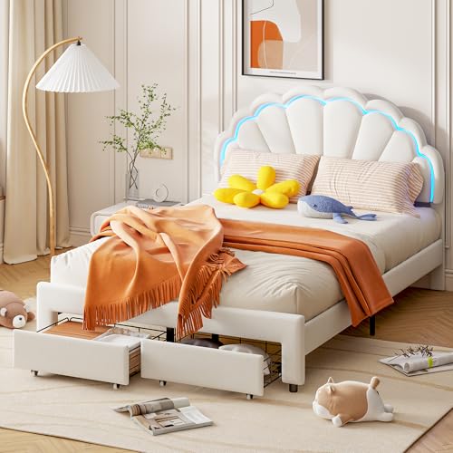 Aneutr Cama infantil de 140 x 200 cm tapizada