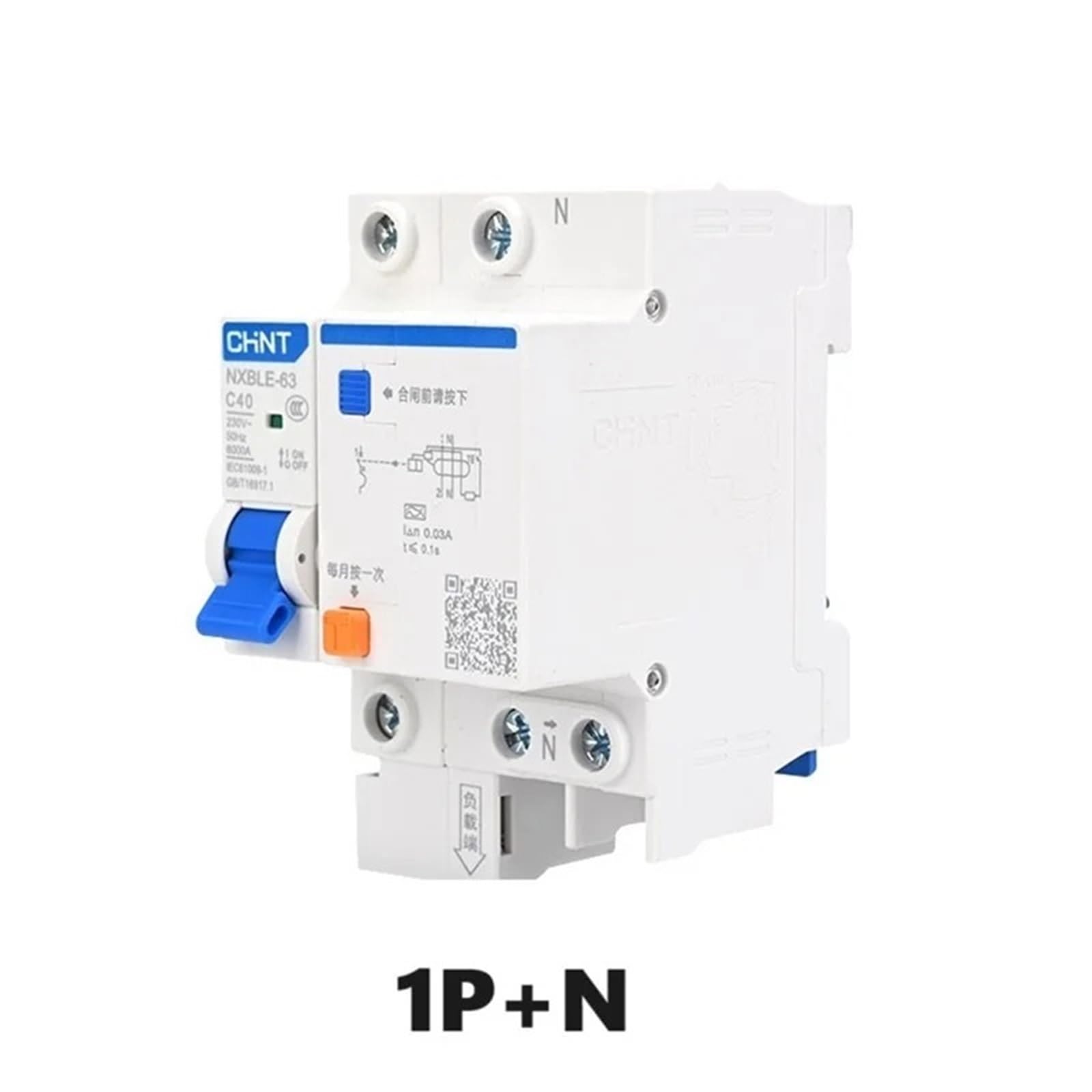 Interruttore differenziale tipo A NXBLE-63 RCBO 1P+N 2P 40A Stazione di ricarica Fotovoltaico Solare Tipo A(1P and N)