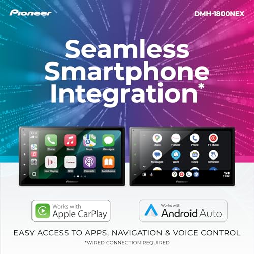 Pioneer DMH-1800NEX 6.8" Double-Din Digital Multimedia Receiver - Built in Bluetooth, Wired Apple CarPlay and Android Auto, Touchscreen, Rear Camera Input - Image 4