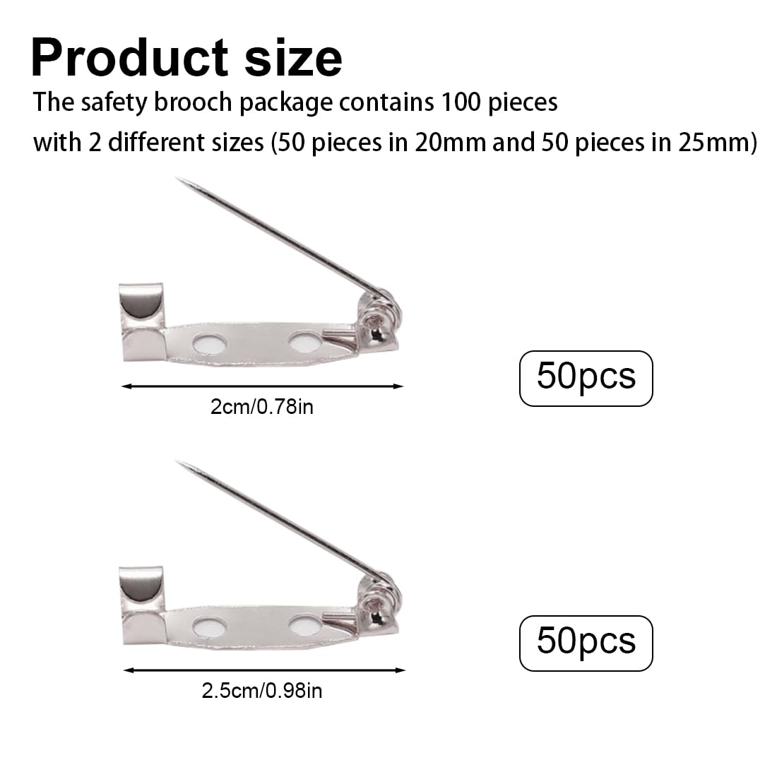 Épingles à Barre, 4 Tailles Argentées Avec Fermoir à Fermoir à Fermoir à Verrouillage Pour La Fabrication De Bijoux Et Les Loisirs Créatifs 20/25/32/38 Mm (32 Mm