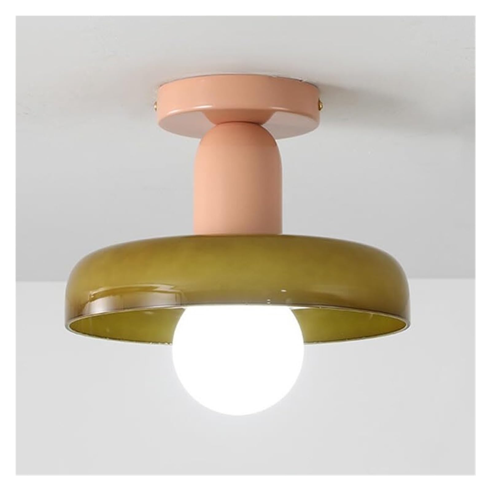 ITOSUI Glass Ceiling Light Fixture Mid Century Modern Hallway Light Fixtures Ceiling Glass Farmhouse Ceiling Lamp for Bathroom Kitchen Foyer Entryway Balcony(Green,+Pink)