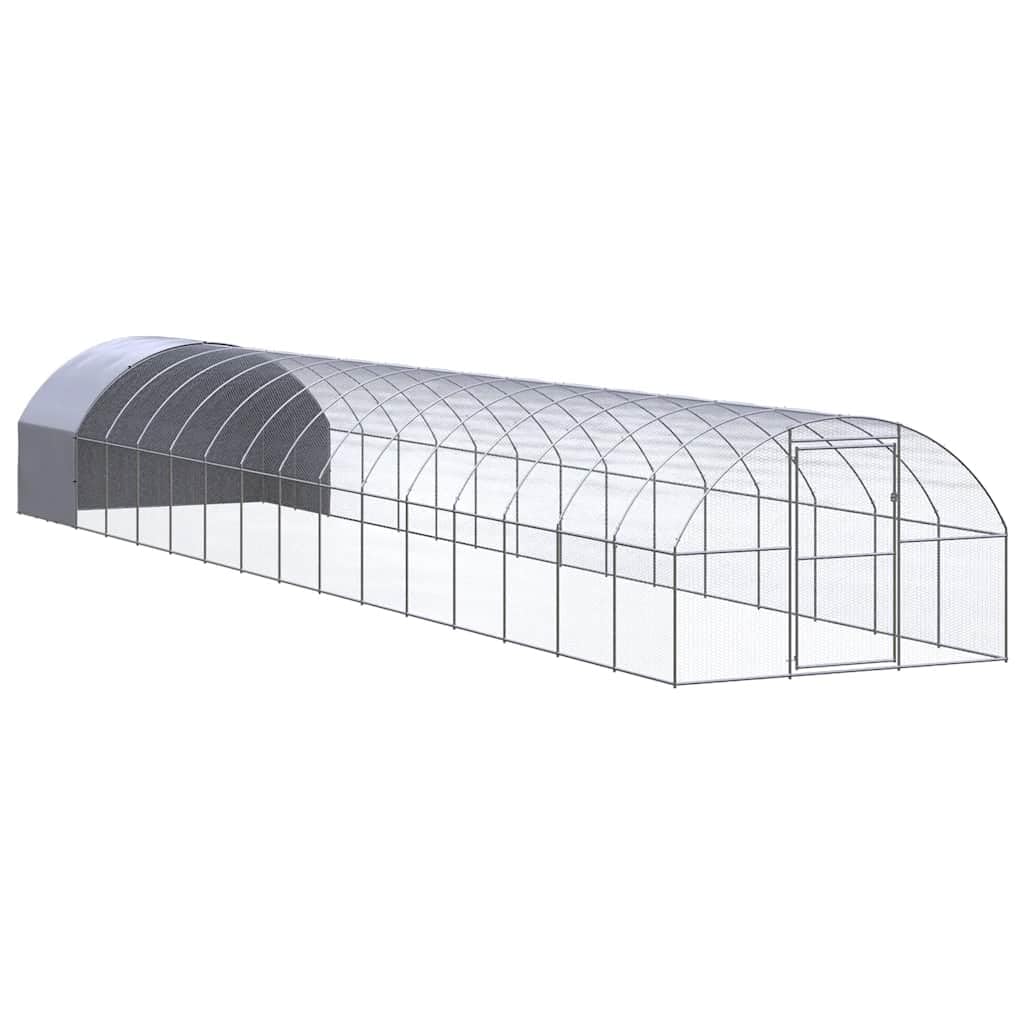 Recinto esterno per piccoli animali, 3 x 16 x 2 m, in acciaio zincato con tetto impermeabile, recinto sicuro per polli, conigli, porcellini d'India e criceti, box durevole