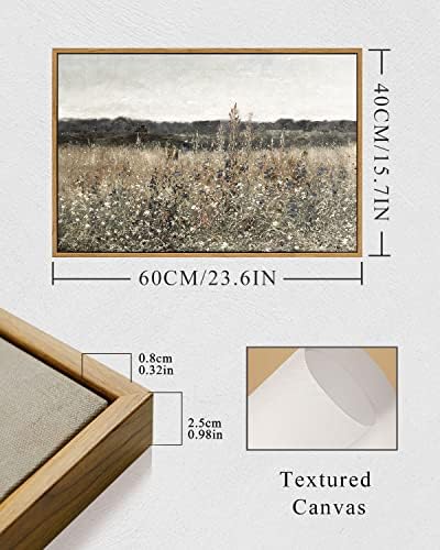 InSimSea Framed Wall Art Decorations, Wildflower Field Vintage Wall Art Canvas Prints, Modern Farmhouse Bathroom Home Wall Decor 16x24in — view 5