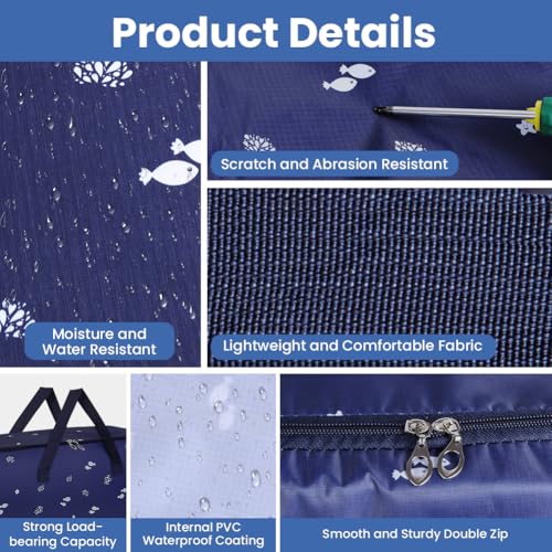 HOTUT Große Aufbewahrungstasche,2 Stück 105L Oxford Umzugstaschen mit Reißverschluss und Griff,Wasserdichte Tragetasche für Umzug Kleidung Bettdecken Bettwäsche Aufbewahrung