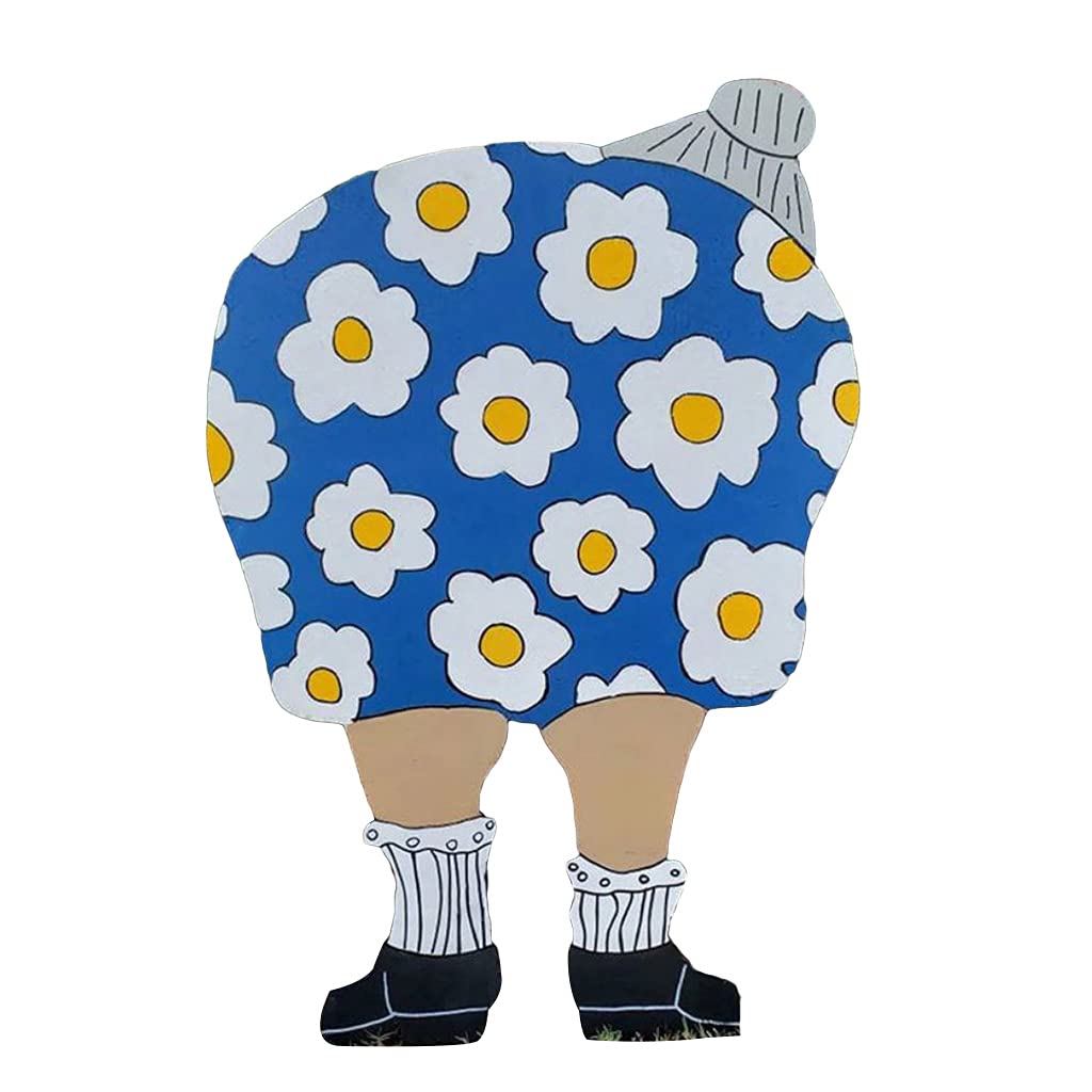 QERPON Garden Decoration Outdoor Old Lady Bending Down Yard Sign Outdoor Art