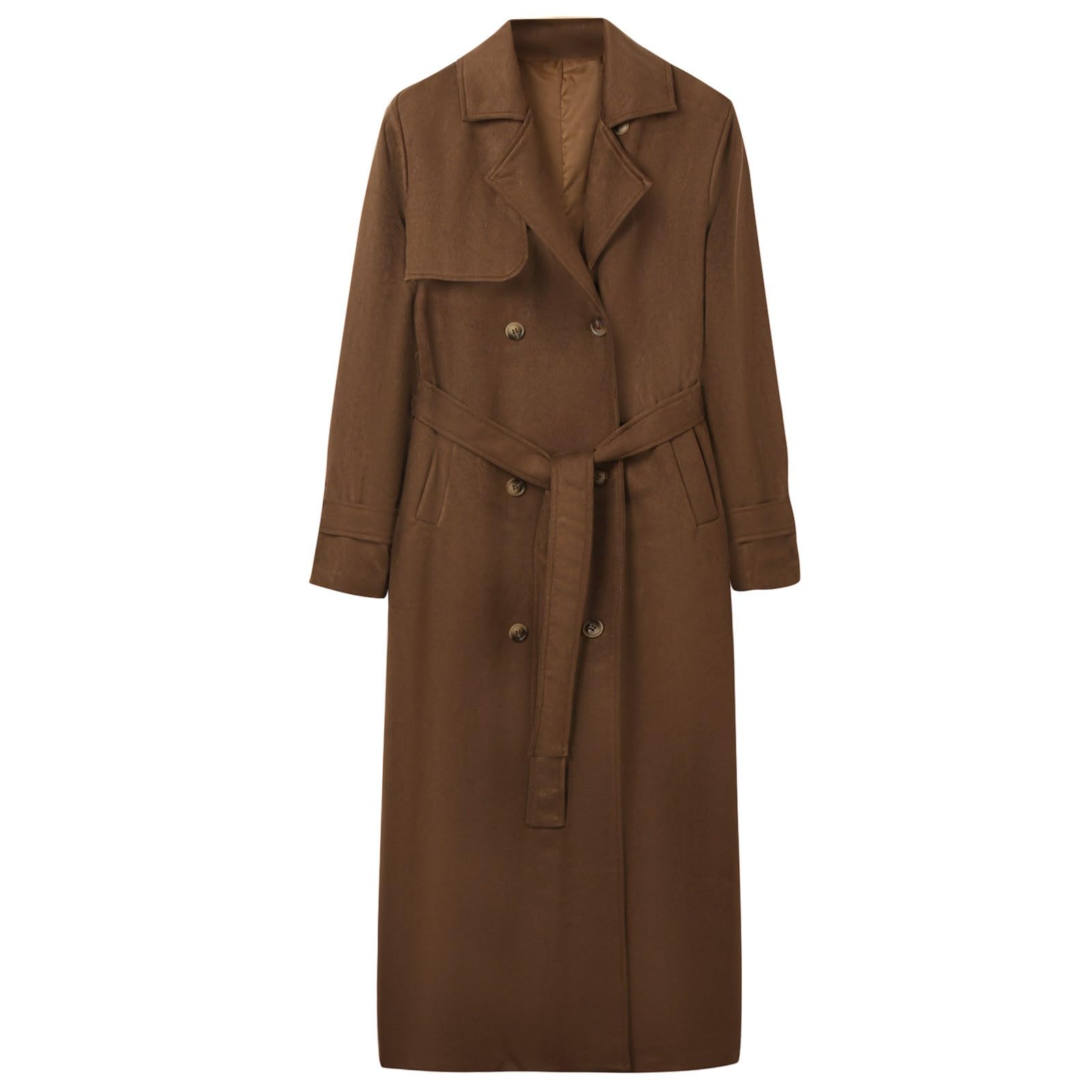Chaqueta Mujer Retro Marrón con Cinturón, Blazer Elegante de Manga Larga con Solapa y Botones, Americana Vintage para Otoño, Oficina y Calle
