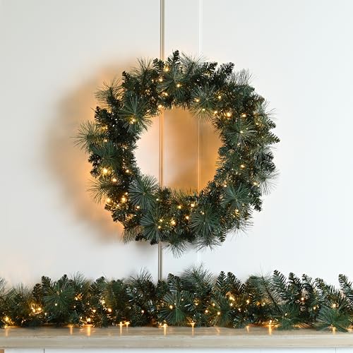Festive Productions 60cm Light-Up Firefly Christmas Wreath – Battery Operated - Indoor/Outdoor Use - Christmas Decoration, Perfect for Front Doors and Home - Decorative Wreath
