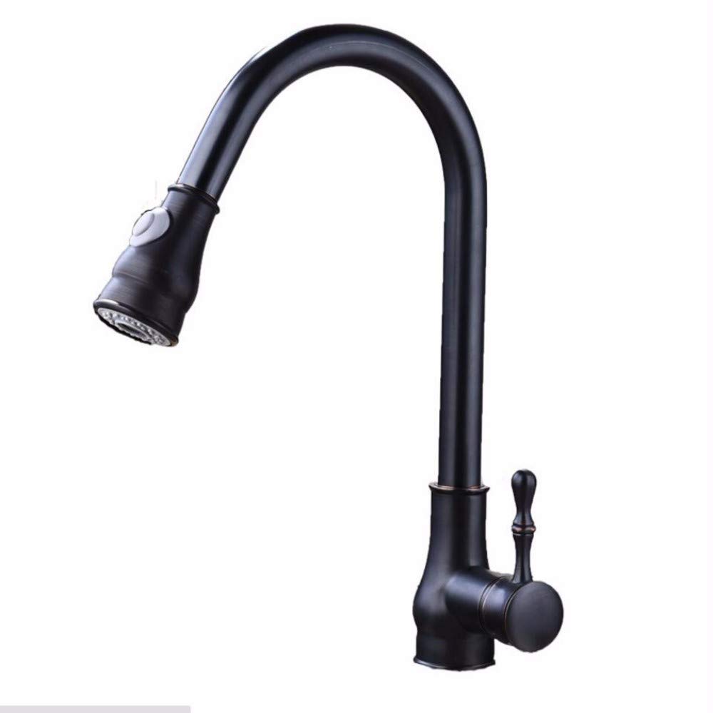 Robinet de cuisine noir pour lave-vaisselle orientable et r&eacute;glage eau chaude froide