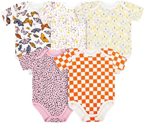 Vicloon Baby Body Kurzarm, Unisex Baby Set Kurzarm Bodys aus 100% super weicher Baumwolle, Baby Body mit Druckknöpfen für Neugeborene Baby Jungen und Mädchen 0-3m/3-6m/6-9m/9-12m