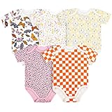Vicloon Baby Vests, 5 Pack Newborn Baby Short Sleeve Bodysuit, Soft Newborn Clothes, Cotton Unisex Babys Bodysuit Vests (3-6 Months, Colorful)