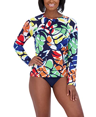 Image of Nautica Women's Long Sleeve Rashguard - Quick-Dry, UPF Protection, Swim Shirt, Pool, Beach, Hiking, Yoga, Volleyball