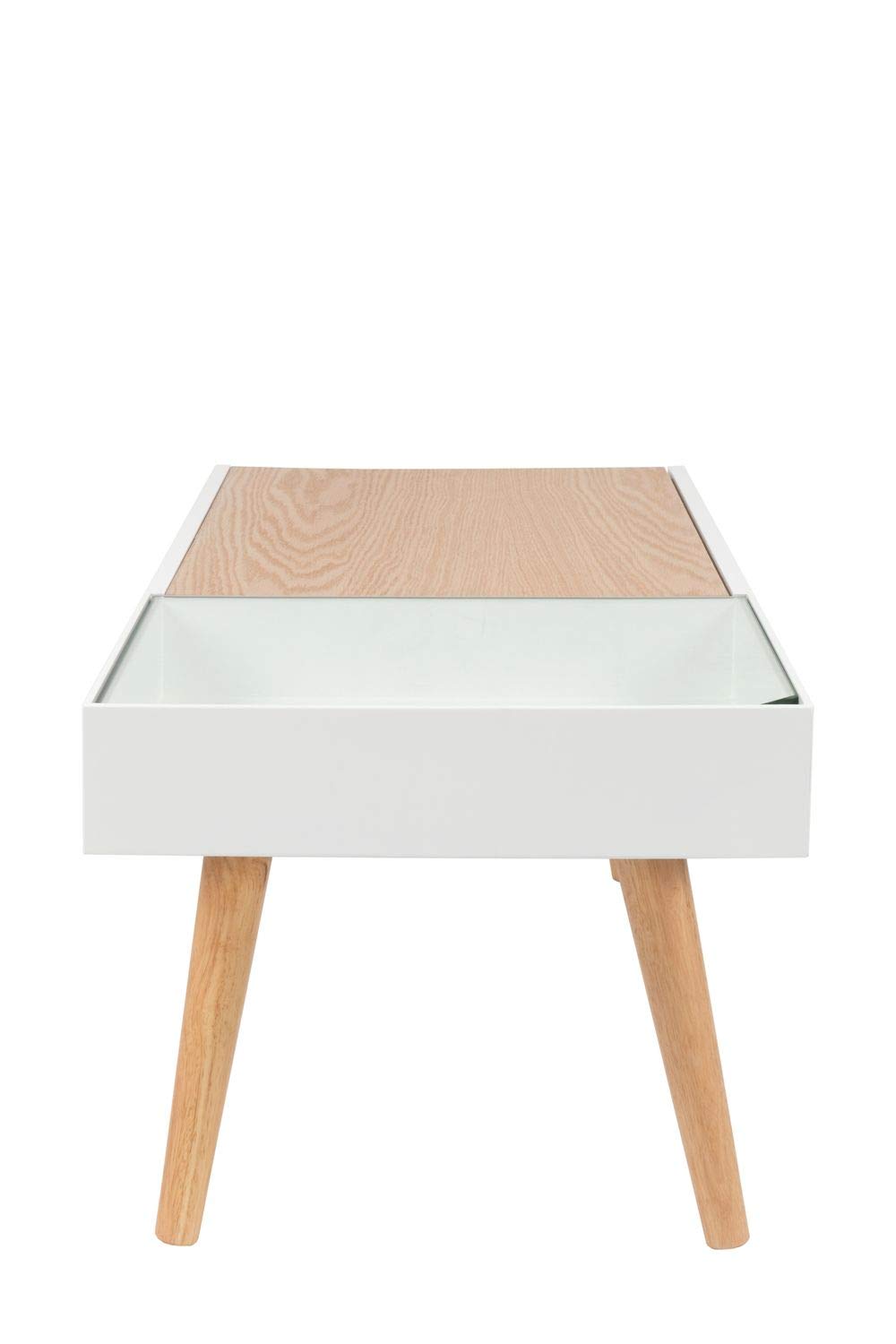 One Couture Side Table, MDF, White/Natural, 90 x 45 x 40