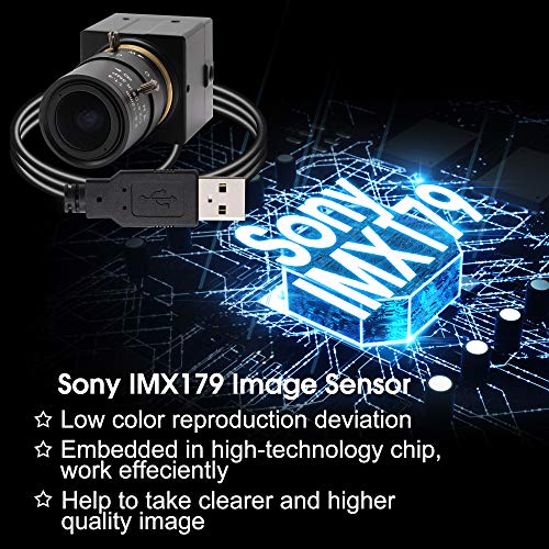 Hotpet 2.8-12mm Varifocal Lens USB Camera 8 Megapixel Webcamera with Image Sensor Webcam Super High Difinition 3264X2448 USB Camera Outdoor Indoor Webcamera for Video Systems