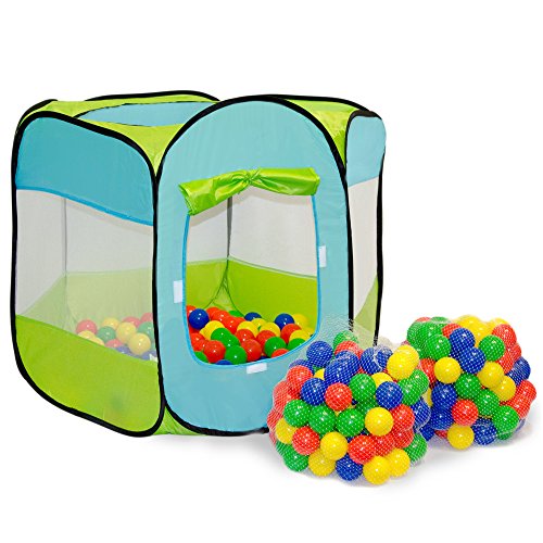 LittleTom B&auml;llebad Kinderzelt &ndash; Pop-Up Spielzelt mit 200 B&auml;llen &ndash; 100x100x72 cm Ballgrube Indoor & Outdoor f&uuml;r Babys und Kinder, faltbares Zelt