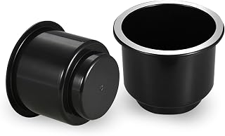 NTNEV 2PCS Insert Car Cup Holder, Recessed Drop in Plastic Cup Drink Can Holder, Elegant Chrome, Universal Automobile Interior Products, for Most Cars, Trucks, SUVs (Black)