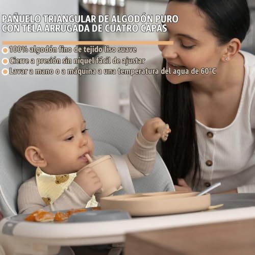 Miniatura 4 de 4 Piezas Suave Absorbente Baberos, Babero Para Bebé Triangular De Muselina, Baberos Baba, Baberos Bebe Recien Nacido, Baberos Bandana Unisex
