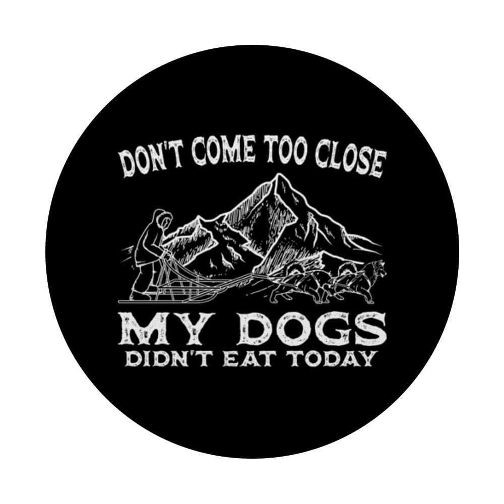 Mushing Sport Sled Dog Driver Transportation Musher Sledder PopSockets Swappable PopGrip, Black - Image 3