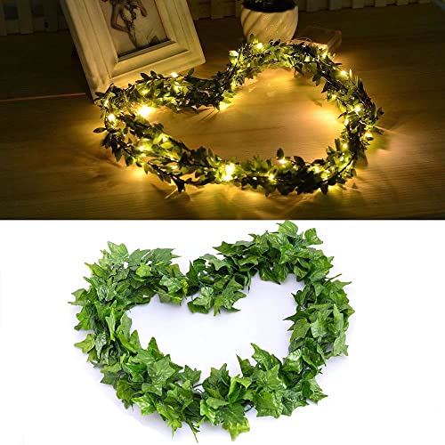 12 Pack Fake Vines For Room Decor With 100 Led String Light Artificial Ivy Garland Hanging Plants Faux Greenery Leaves Bedroom Aesthetic Decor For Home Garden Wall Wedding #TOP2