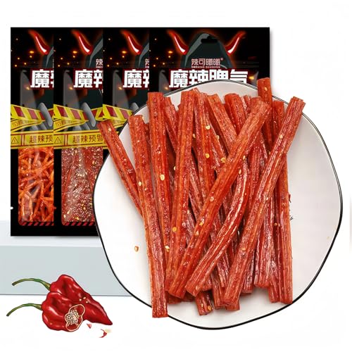 MKSDDF - Paquete de 4 paquetes de 72 g Latiao con tiras picantes chinas, palitos picantes asiáticos, bocadillos picantes súper picantes, paquete de regalo, aperitivos de oficina, aperitivos chinos