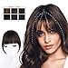 HMD Clip in Bangs 100% Human Hair Extensions Dark Brown Clip on Fringe Bangs with nice net Natural Flat neat Bangs with Temples for women One Piece Hairpiece for Daily Wear（Color：Dark Brown）