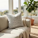 Fab Habitat Indoor/Outdoor Throw Pillow Made from Recycled Polyester Yarn - Stain Resistant, Machine Washable, Insert Included - Solid - Patio, Deck, Porch, Living Room - Biltmore Natural (20' x 20')