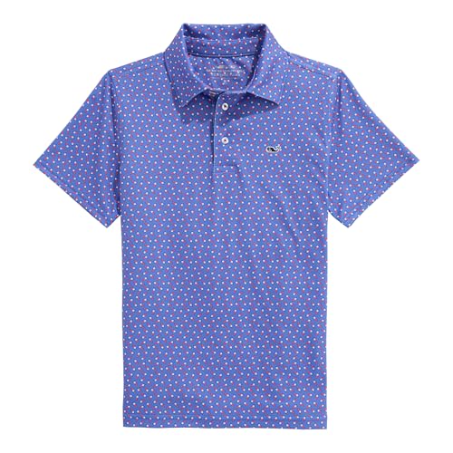 Image of vineyard vines Boys' Printed Sankaty Polo, Bomb Pop Tide Blue, S