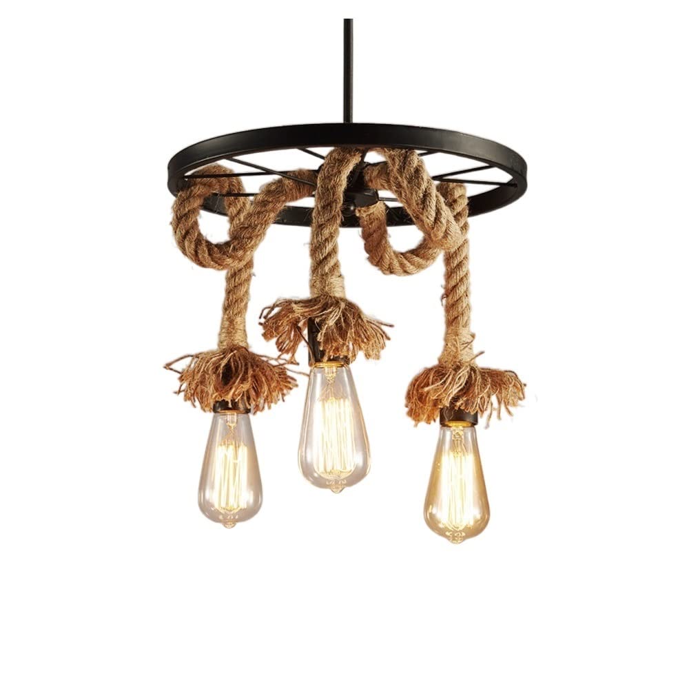 Lustre industriel 3 têtes en fer pour plafond de salon et bar rétro