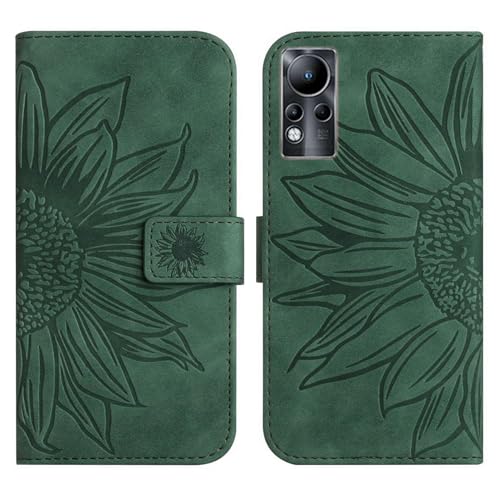 Rfvzubemok Compatible with Infinix Hot 11 4G Cover,Compatible with Infinix Hot 11 4G Flip Kickstand Card Slots Magnetic Closure Phone Case Green