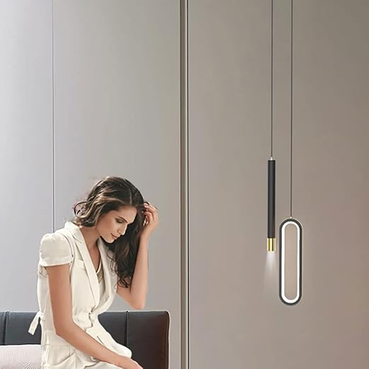 LRUII 2-Lights Simplicity PC Pendant Light Nordic Long Line Small Chandelier Modern Aluminum LED Hanging Lamp for Bedroom Bedside Living Room Study Villa Hotel Restaurant LRUII photo 3