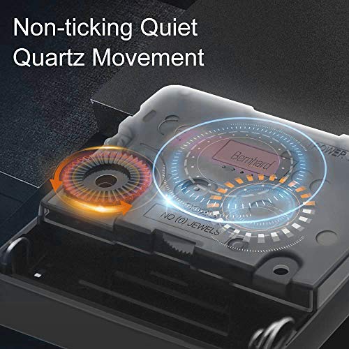 Bernhard Products Black Wall Clock Silent Non Ticking 11 Inch Battery Operated Quartz Sporty Watch Style For Bedroom/Gym/Office/Home/Kitchen/Classroom Gift, Sweep Movement (Sport Black) #TOP5