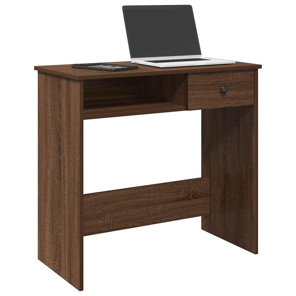 Escritorio con aspecto de roble marrón 80 x 40 x 75 cm, mesa de oficina de material de madera resistente con amplia superficie de trabajo para ordenador, documentos y portátiles, versátil