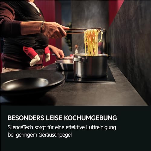 AEG Dunstabzugshaube Serie 7000 mit SilenceTech 90cm – kopffreie Wandhaube mit Glas – Ab- und Umluft – max. 760 m³/h im Abluftbetrieb mit max. 67 dB(A) – Lüftenfunktion – Edelstahl – GV77D91SL