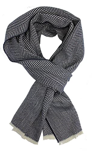 Foulard en laine mérinos et cachemire bleu marine pour homme et femme