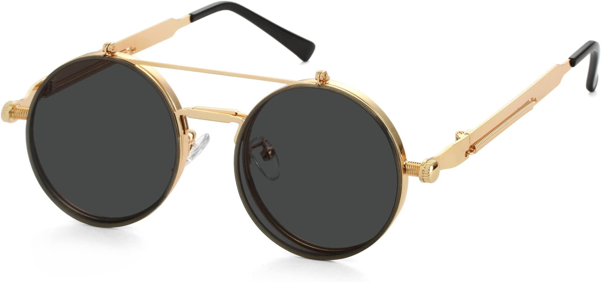 Vintage Round Flip Up Sunglasses for Women Men Hippie Style Circle Sun Glasses