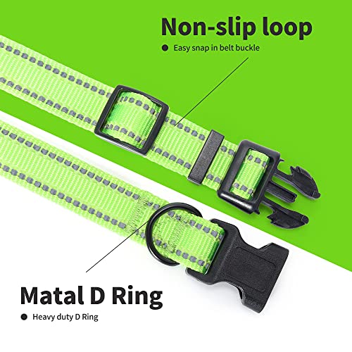 Mile High Life Nylon Dog Collars | Reflective Puppy Collar W Fluorescence Self-Luminescence Strap | Lime Green Dog Collar For Small Dog (S) #TOP2