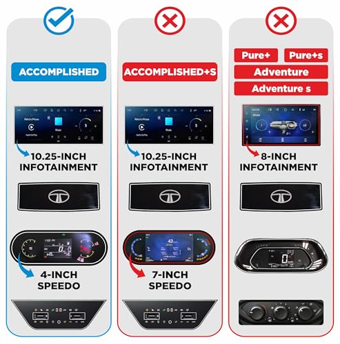 Image of Spartan Shield [4 PACK] SCREEN GUARD For TATA PUNCH 2026 Facelift || ACCOMPLISHED || 10.25-INCH [THIN BEZEL] INFOTAINMENT TOUCHSCREEN + 4-INCH INSTRUMENT CLUSTER + STEERING + AC PANEL || Anti Scratch | Water Resistant | HD Clarity || Car Display Music System Protector | TataPunch 9H Accessory 2026+ [Not Tempered Glass]