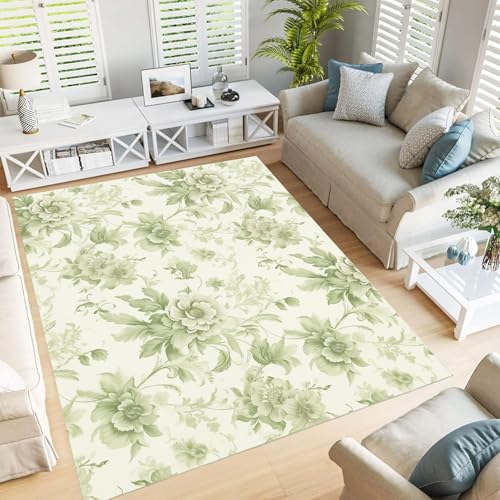 Tapis lavable fleurs champêtres déco salon chambre bureau 60x90cm - 3