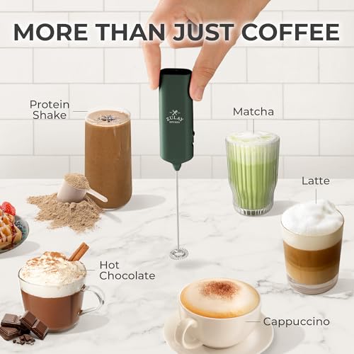 Image of Mini & Mighty Milk Frother Wand - Powerful Handheld Coffee Frother, Battery Operated Drink Mixer - Compact Pocket Size - Detachable Whisk for Latte, Cappuccino, Matcha, Hot Chocolate