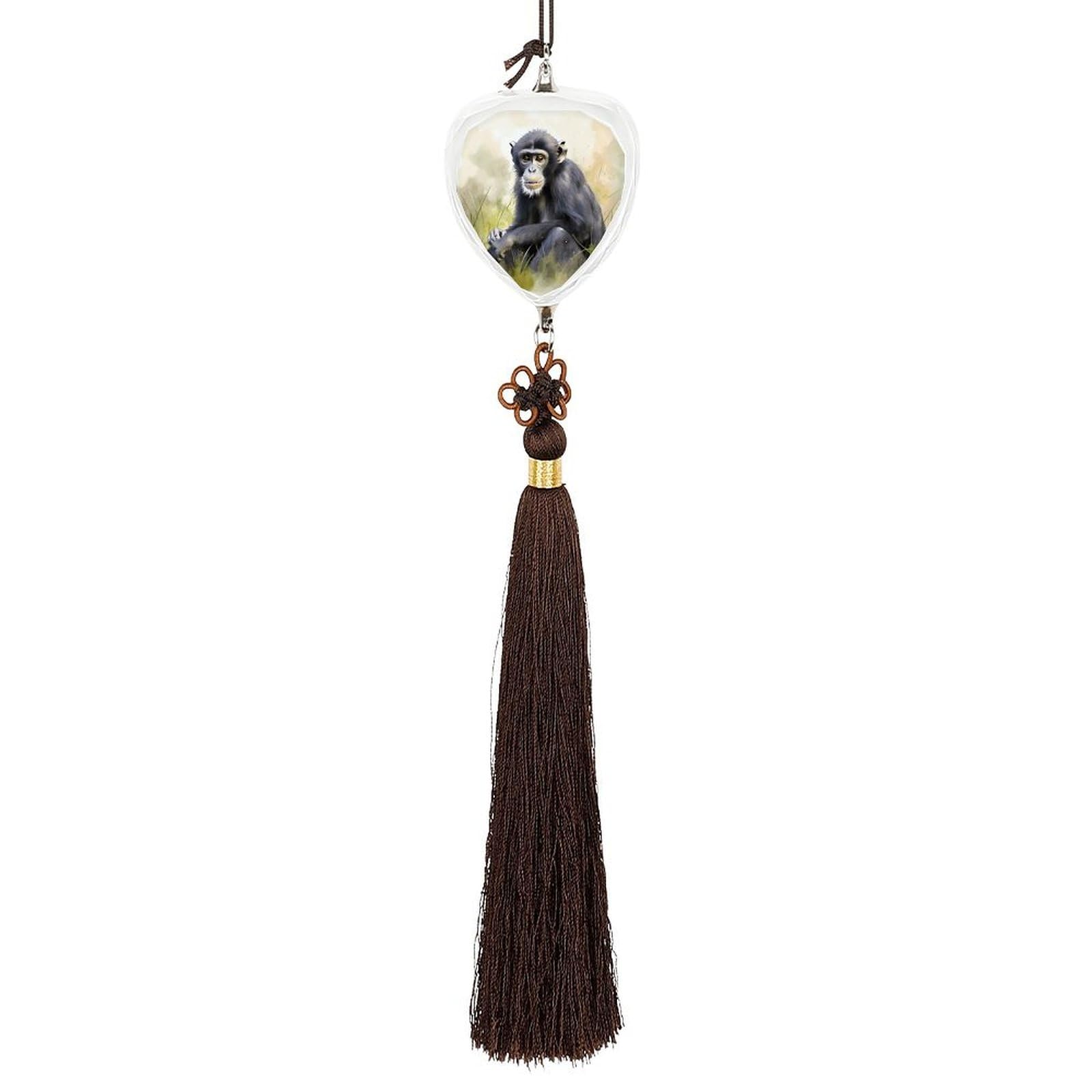 Crystal Auto Pendant Charms Love Crystal Car Rear View Mirror Charms Hand Drawn Chimpanzee Auto Hanging Interior Ornament Pendant Car Interior Accessories for Women Men CarCharms Decor