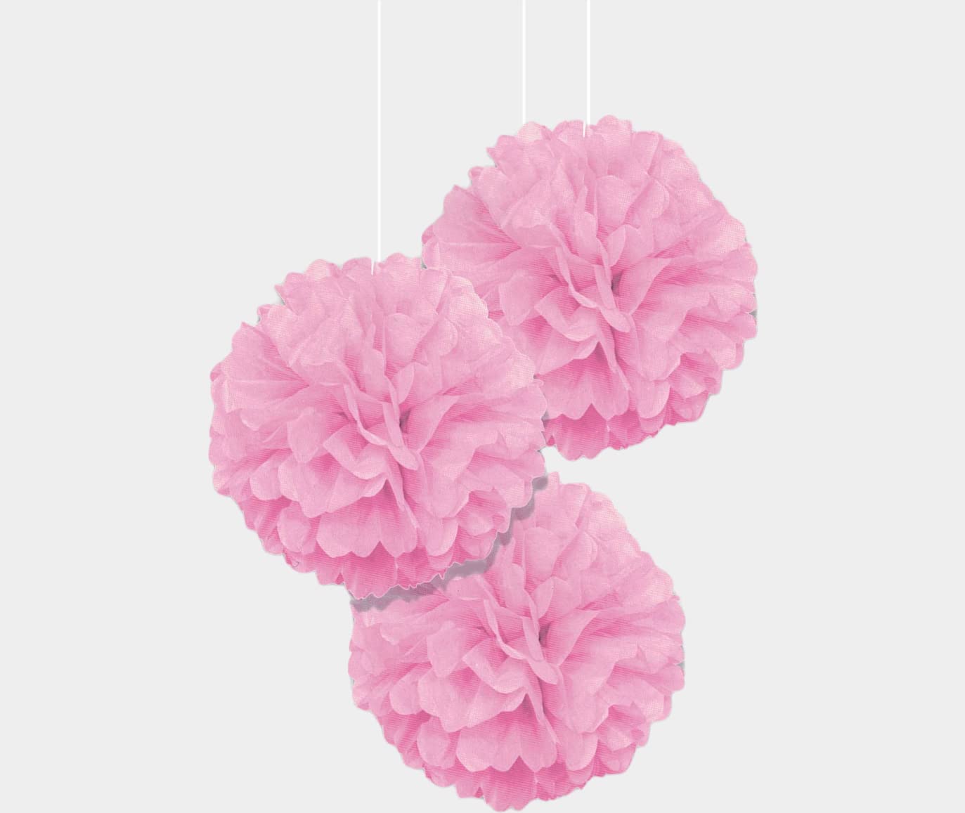 3 x Party Puff Balls Pink or Blue 20cm Tissue Paper Puff Flower Ball, Pom Poms Decorations Princess, Birthday, Baby Shower, Baptism, Wedding, Party Decorations (3 Pink)