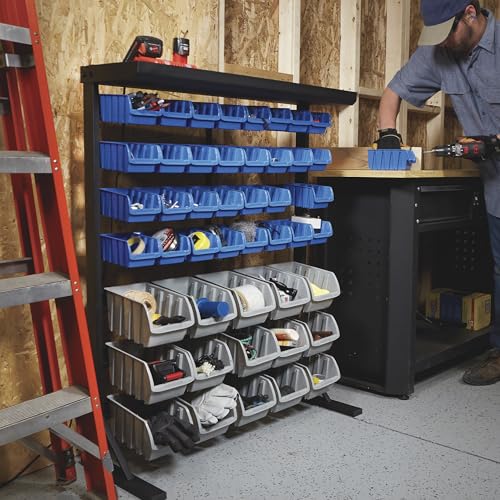 Image of Strongway Single Side Bulk Storage Rack Unit with 47 Assorted Bins - 36 1 /2in.W x 14in.D x 46in.H