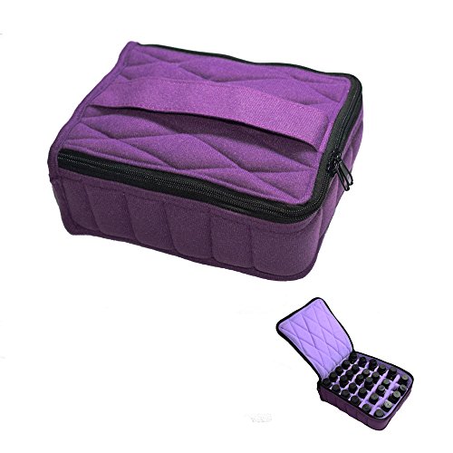Soft 30 Bottles -Essential Oil Carrying Case holds 30 bottles 5ml/10ml/15ml for Travel ,Home Stock (Deep Purple)