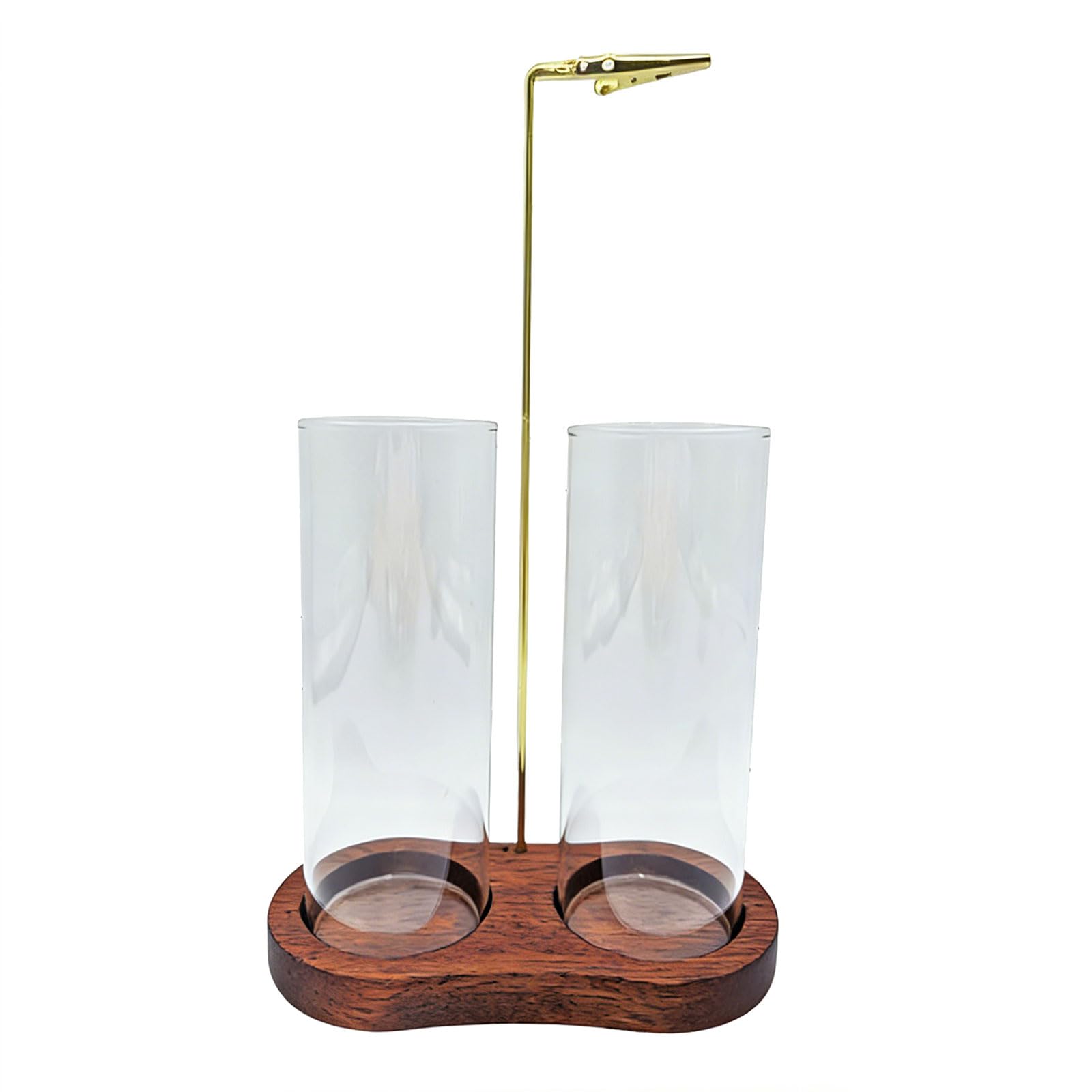JSGHGDF Contemporary Double Layer Glass Holder with Wood Base for Relaxation Feng Shui Scent Stove