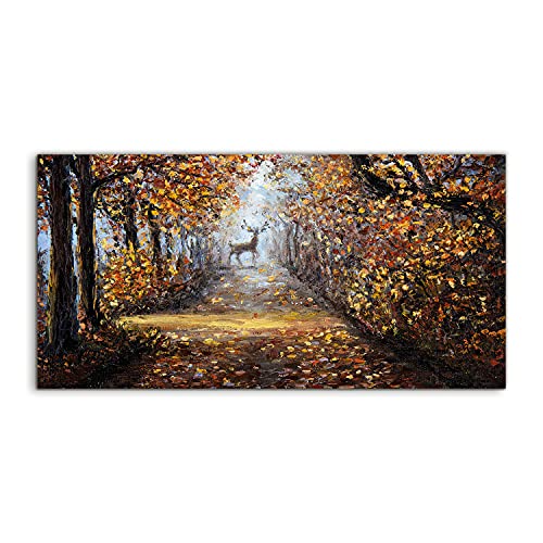 Art mural en verre trempé 140x70cm paysage arbres d'automne luxe