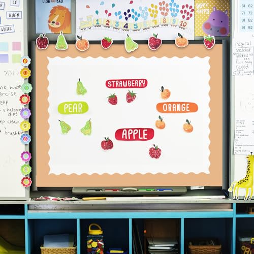 Image of Whaline 65.6 Ft Brown Bulletin Board Borders 4 Rolls Brown Series Die-Cut Board Trim for Back to School Classroom Office Chalkboard