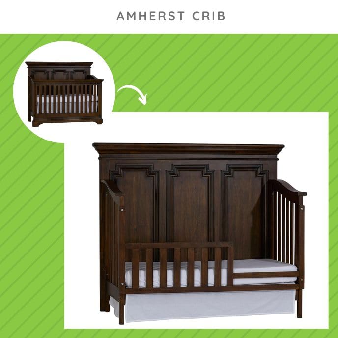 Image of Toddler Bed Safety Guard Rail for Kingsley & Centennial Convertible Cribs - Solid Wood Rail for Convertible Crib to Toddler Bed Conversion - Safety Bed Rail for Children (Burnt Oak)